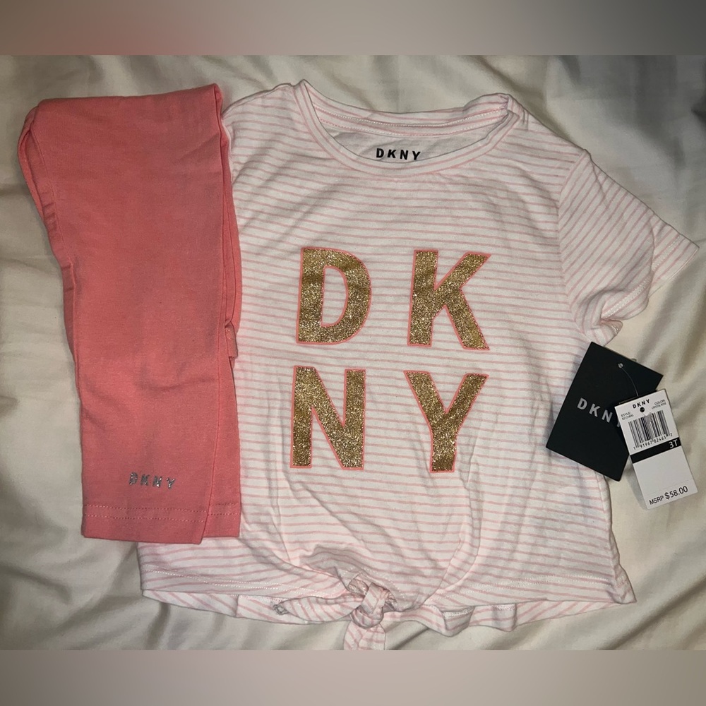 DKNY shirt and legging set toddler girls 3T
